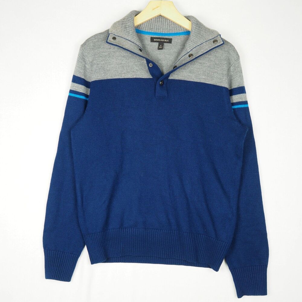 Banana Republic Extra Fine Merino Wool Pull Over Sweater Mens S Collar